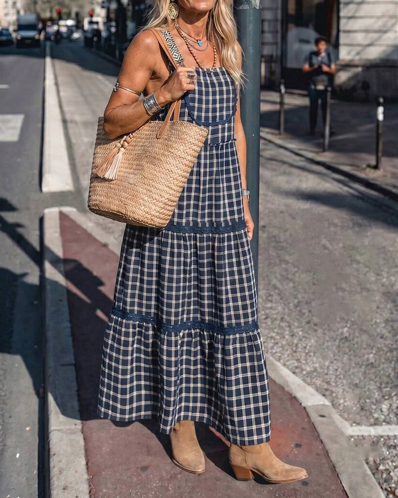 Kleid Camisole Karo Patchwork