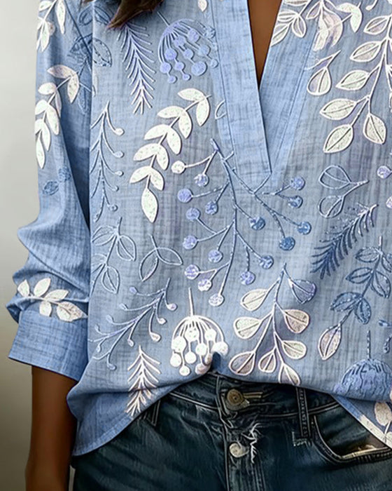 Bluse Mit Blumenmuster Und Stehkragen