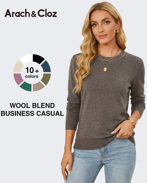 Pullover Rund-Hals Langarm Slim Unifarben
