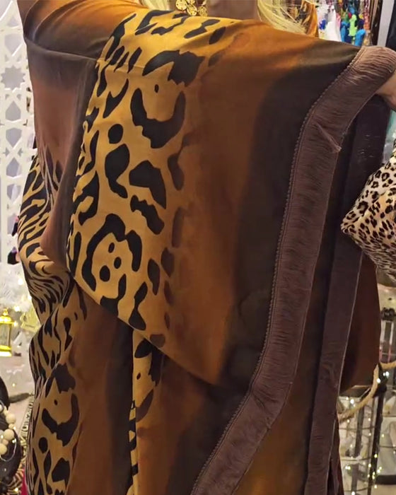 Mantel Batwing-Ärmel Leopardenmuster