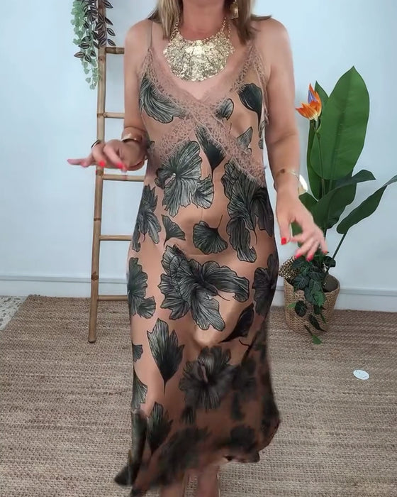 Kleid V-Ausschnitt Blumenspitze