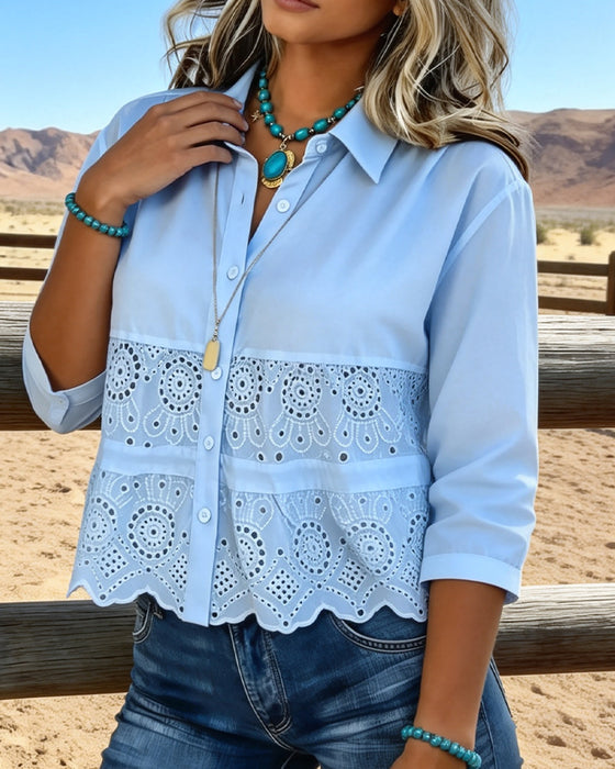 Bluse Ausschnitt Flickenwerk Revers