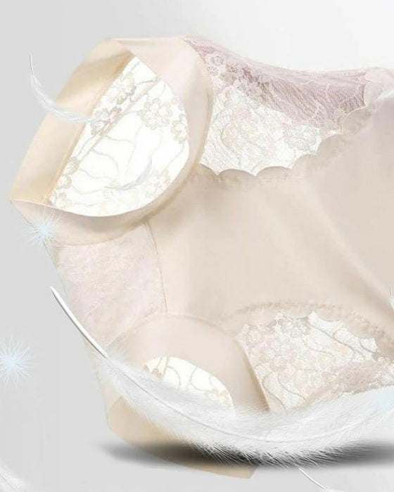 Damen hohe Taille Spitze nahtlos elastisch seidig Unterwäsche