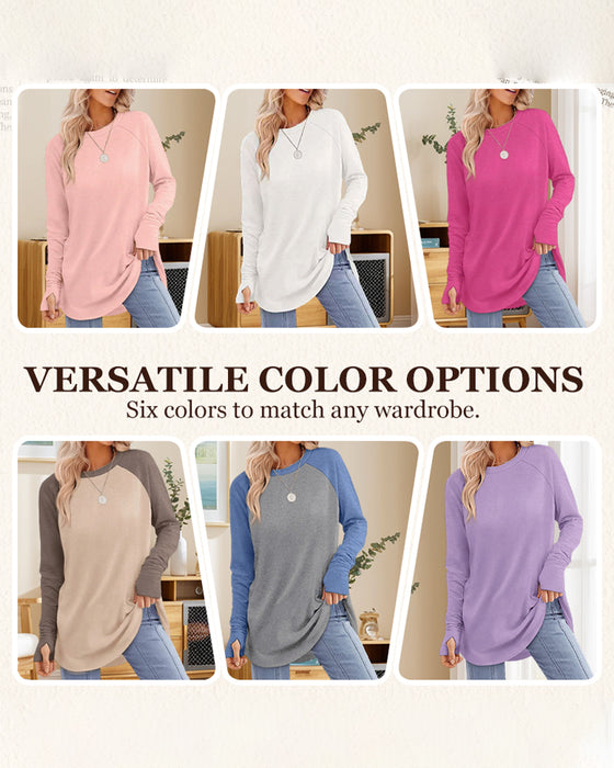 Rundhalsausschnitt Raglan Colorblock Langarmshirt