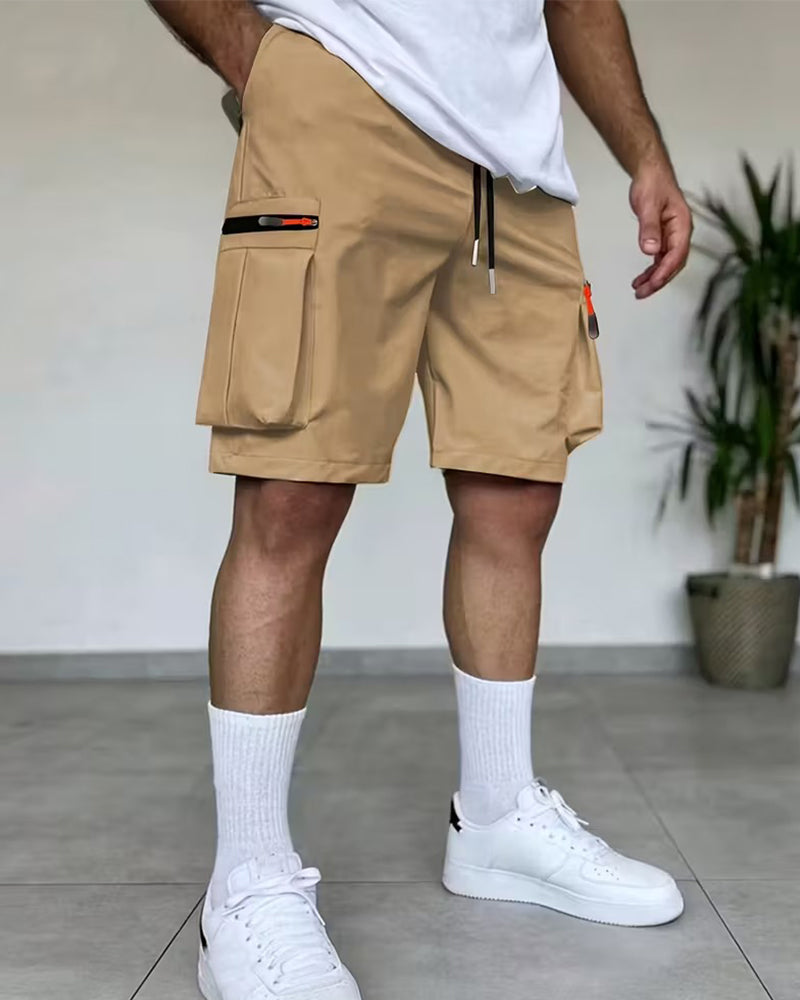 Herren Hose Einfarbig Loose Fit Kurz Cargo