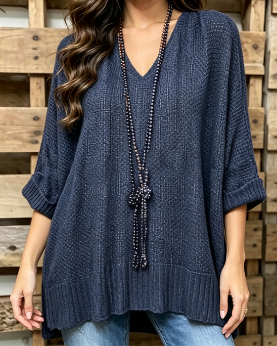Pullover Durchbrochen Oversized Lässig