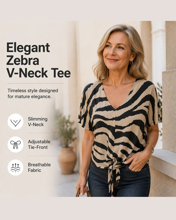 T-Shirt Elegant Zebra V-Ausschnitt