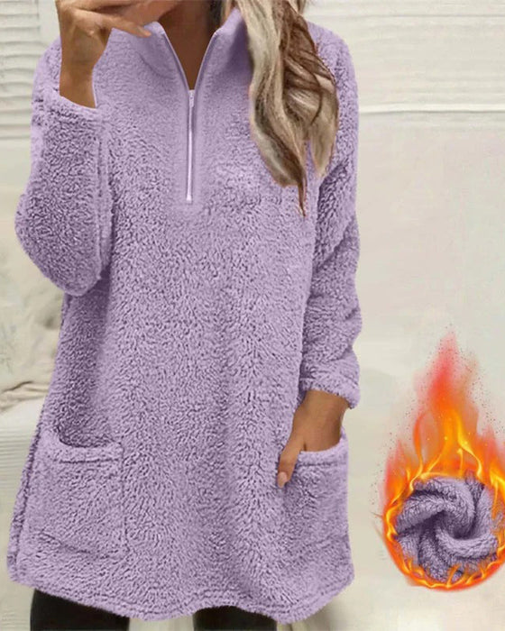 Sweatshirt Einfarbig Stehkragen