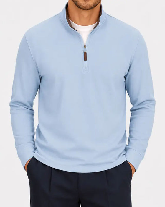 Herren Sweatshirt Halb-Zip Stehkragen Langarm