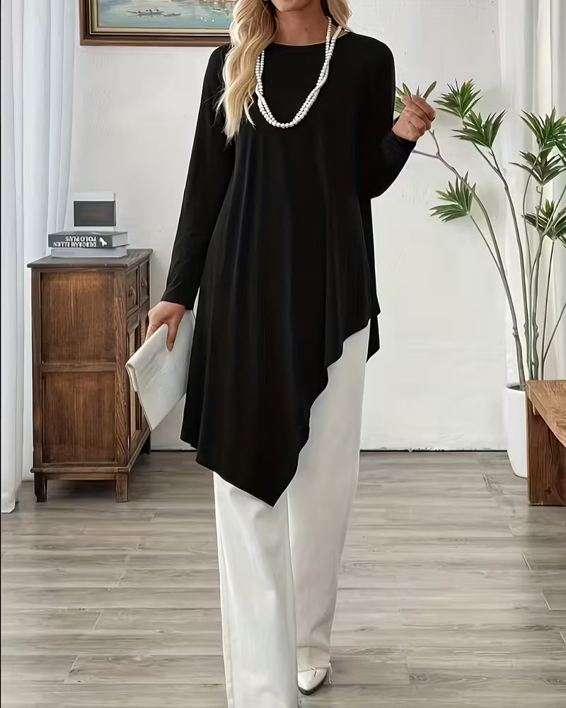 Top Asymmetrisch Midilänge Unifarben