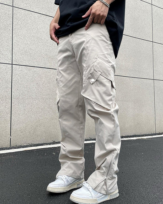 Hose Uni Farbe Reißverschluss Tasche Lässig Herren