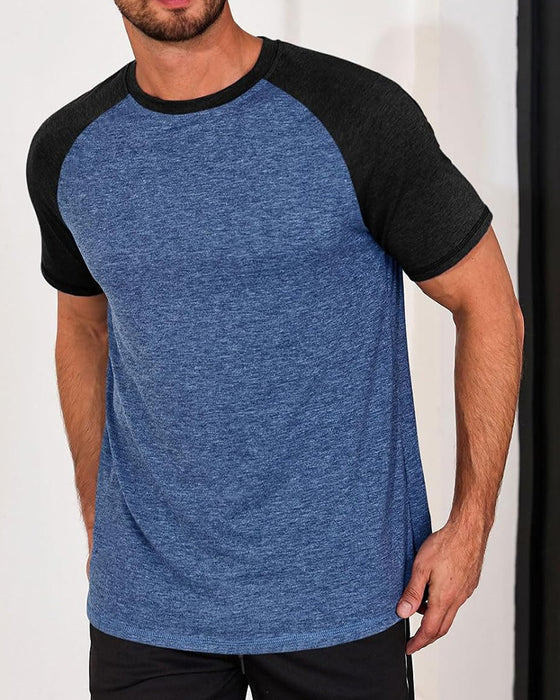 T-Shirt Kontrast Rundhals Herren Tailliert