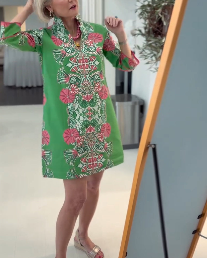 Kleid Stilvoll Locker geschnitten bedruckt