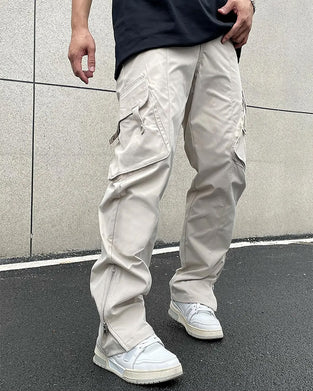 Hose Uni Farbe Reißverschluss Tasche Lässig Herren