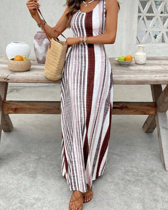 Kleid Ärmellos Bunt Streifen