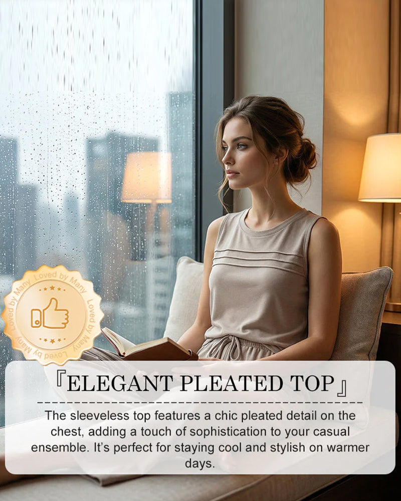 Zweiteiliges Set Plissierte Weste Top
