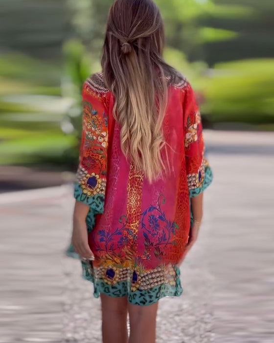 Bluse mit ethnischem Druck
