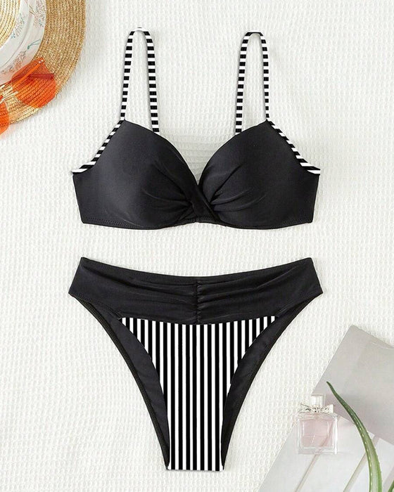 Bikini Sexy Gestreift Kontrast Dreieck