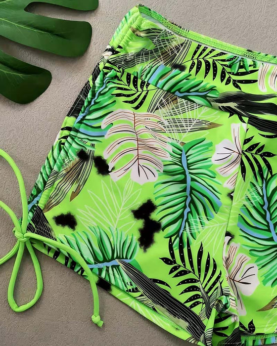 Bikini Halfterhals Weste Tropisch Blatt