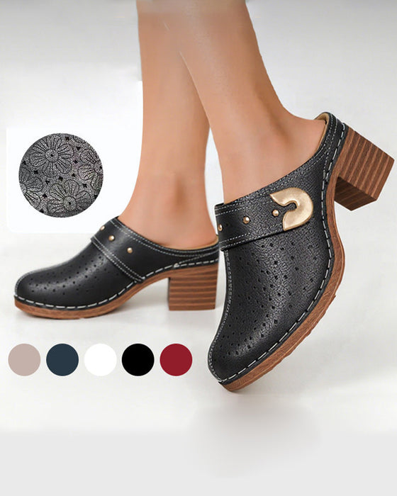 Sandalen Bedeckte Zehe Blockabsatz Schlupf