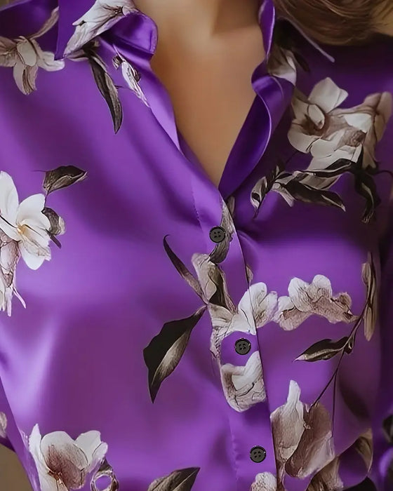 Hemd Retro Stil Blumenprint