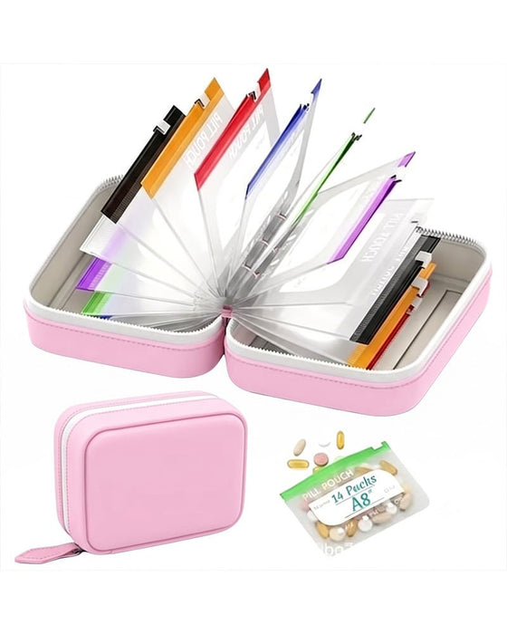 Premium wasserdichtes PU-Reise-Pillenbox-Set