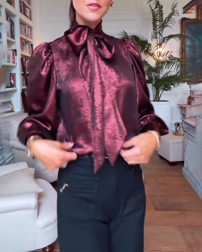 Bluse Puffärmel Flatterband Vornehm