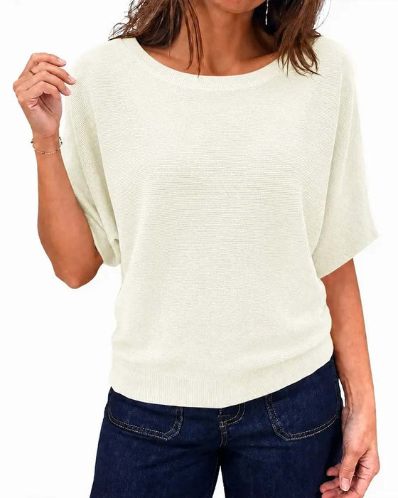 Pullover Rundhals Kurzarm Einfarbig