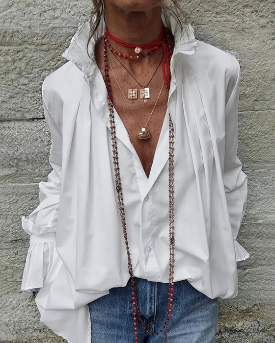Hemd Plissiert Mandarin-Kragen Designer Mode