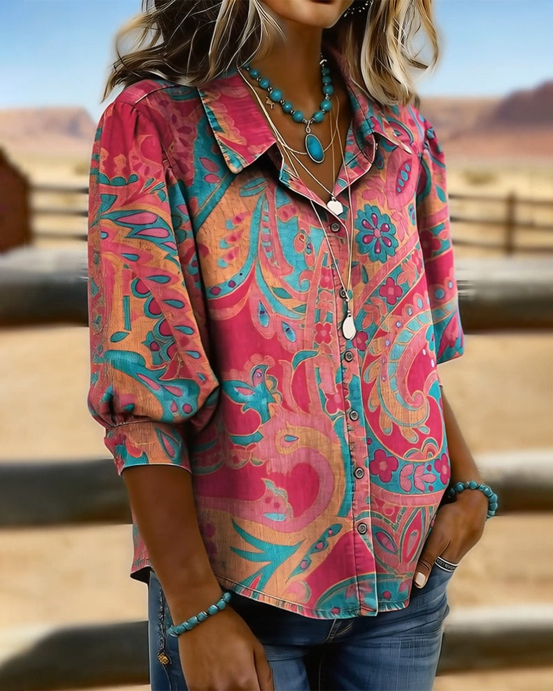 Hemd Modisch bedruckt Kurzarm Locker