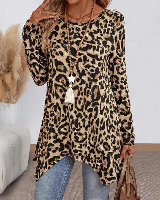 Casual Vielseitiges T-Shirt Mit Leopardmuster