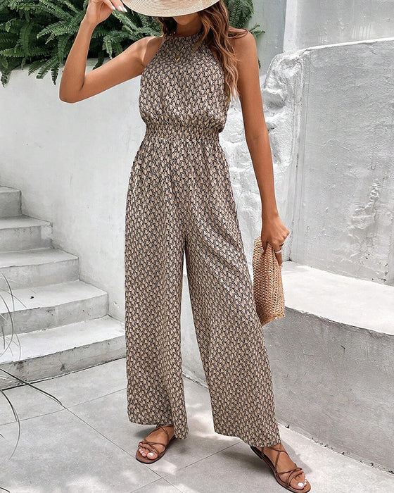 Ärmelloser Jumpsuit mit aufhängendem Halsband