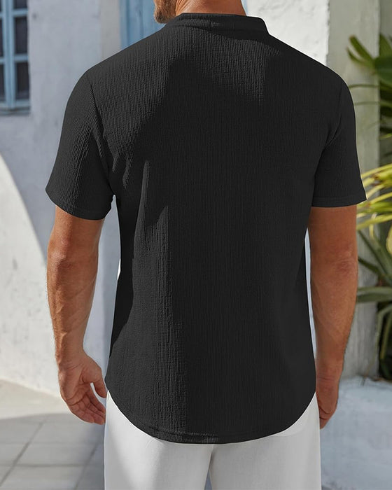 Hemd Einfarbig Locker Henley