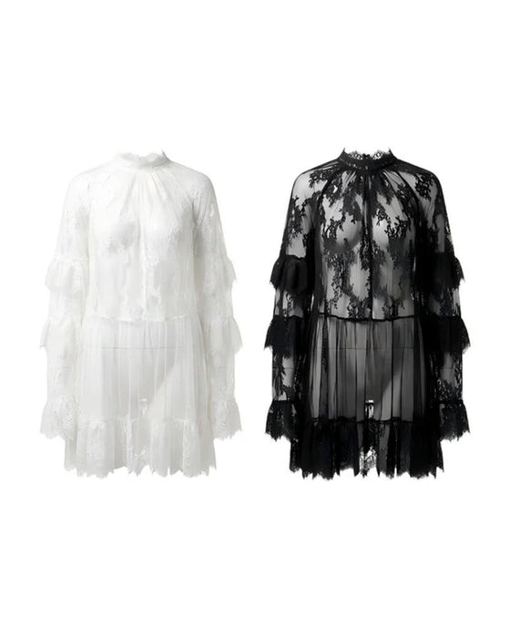 Kleid Elegant Durchbrochene Spitze