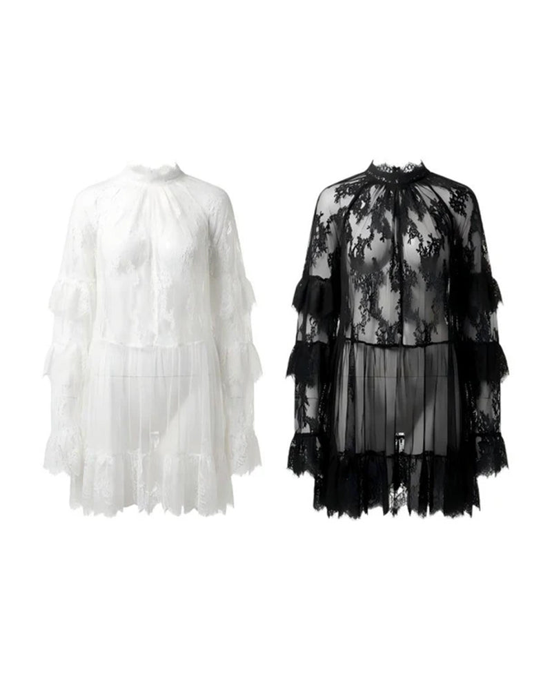 Kleid Elegant Durchbrochene Spitze