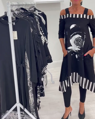 Kleid Off-Shoulder Unregelmäßig Lockere Druck