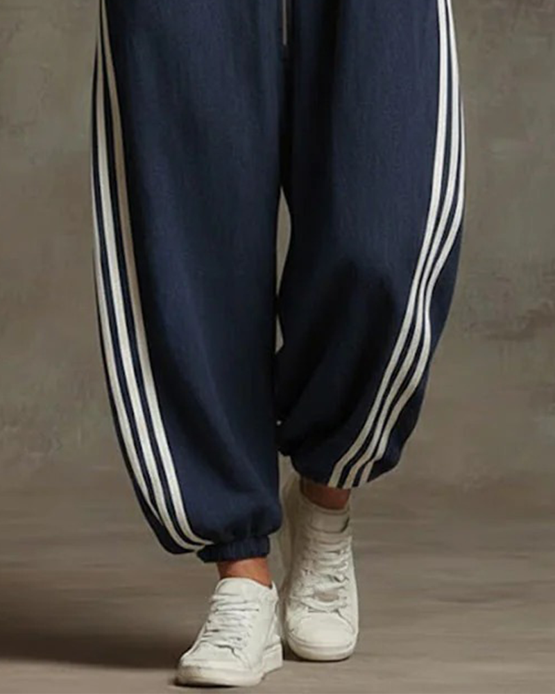 Overall Gestreift Sportlich Reißverschluss