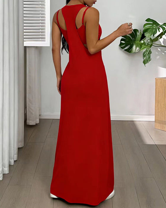 Set Einfarbiges Kleid Zweiteilig