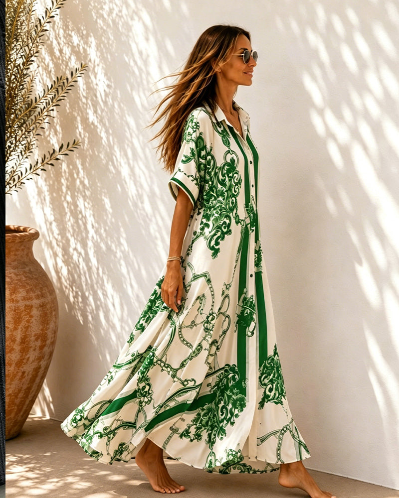Kleid Vintage Schnörkel Revers Hemd