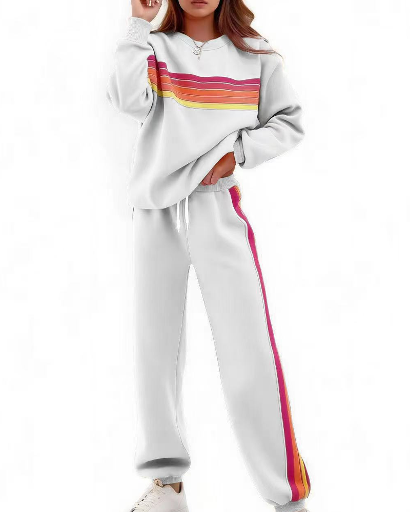 Set Bunt Gestreiftes Sweatshirt Und Jogginghose