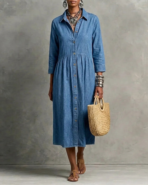 Kleid Hemdkragen Lässig