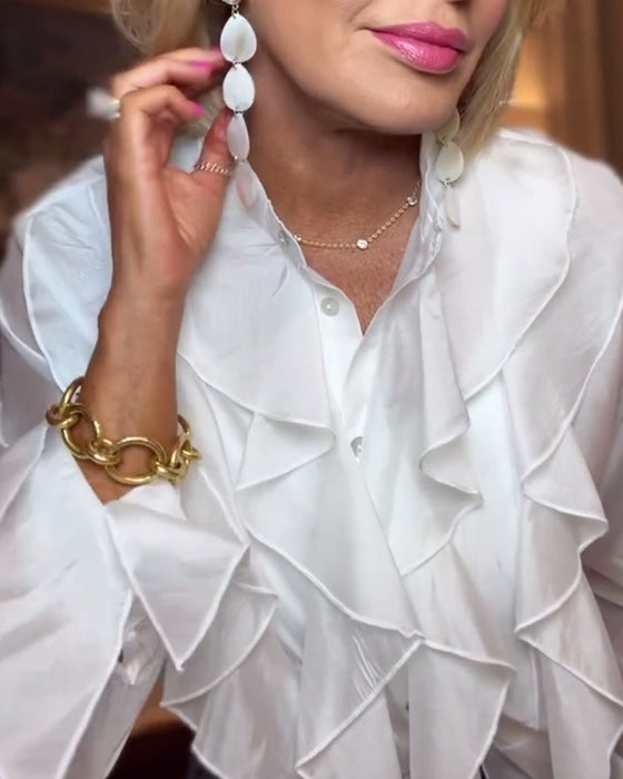 Bluse elegant einfarbig gerüscht