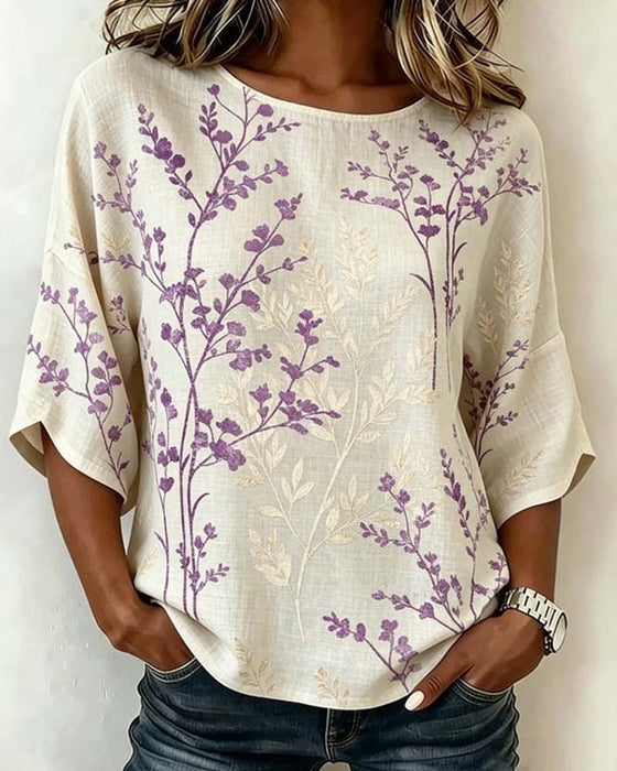 Bluse Rundhals Patchwork Locker