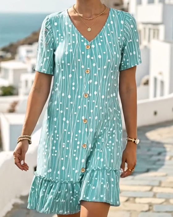 Kleid V-Ausschnitt Linie Rundhals