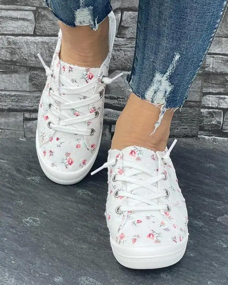 Schuhe Blumenprint Mode Lässig Stoff