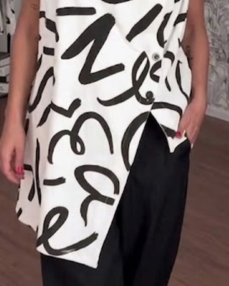 Bluse Stilvoll Unregelmäßiger Druck