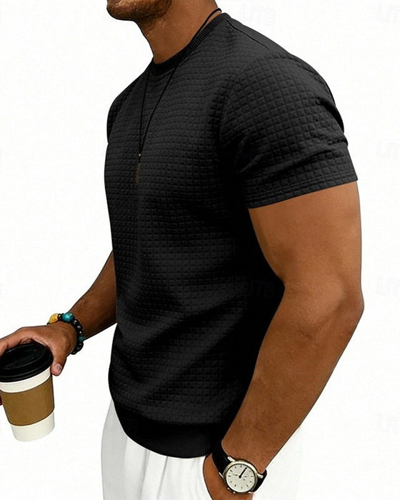 T-Shirt Gerippt Rundhals Kurzarm