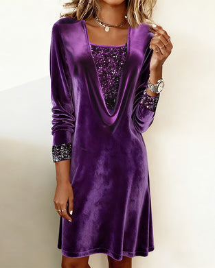 Kleid elegant Pailletten Patchwork