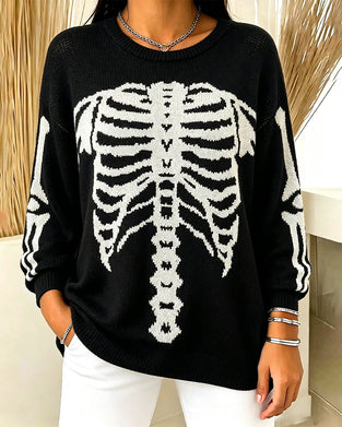 Pullover Rundhals Langarm Bedruckt