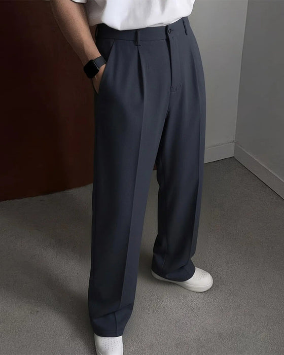 Hose Herren Tasche Geknittert Gerade